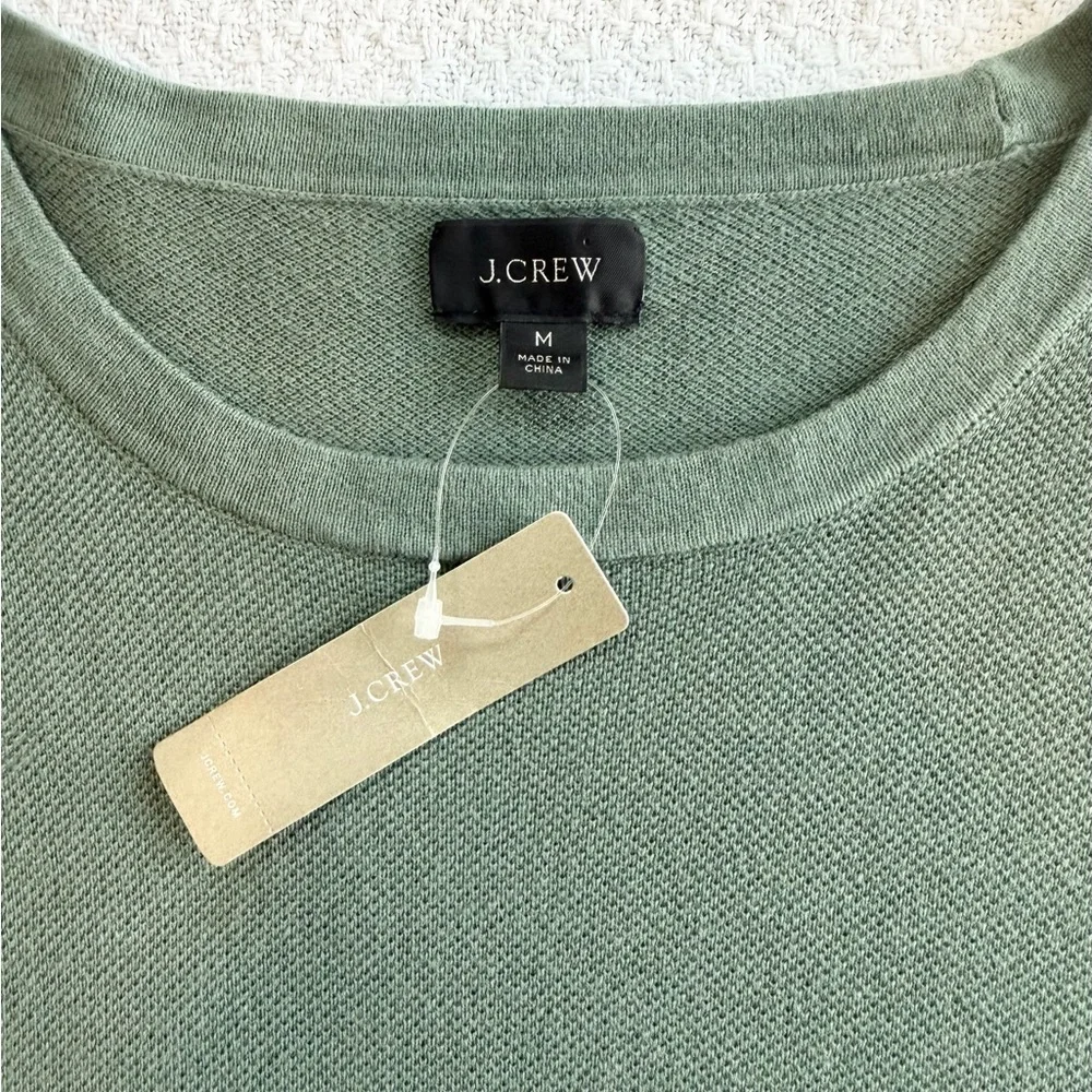 J. Crew Cotton-Cashmere Pique Crewneck Sweater in Sage Green NWT